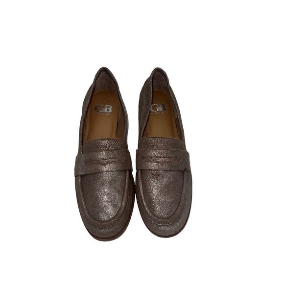 Gianni Bini Gold Taupe Suede Metallic Shimmer Penny Loafer Flat Women's Size - Picture 12 of 13